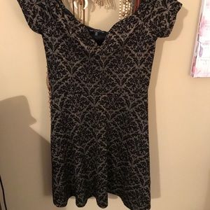 Off the shoulder gold and black dress